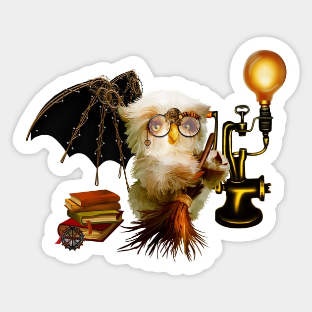 Cute little steampunk owl with sunglasses Sticker by Nicky2342